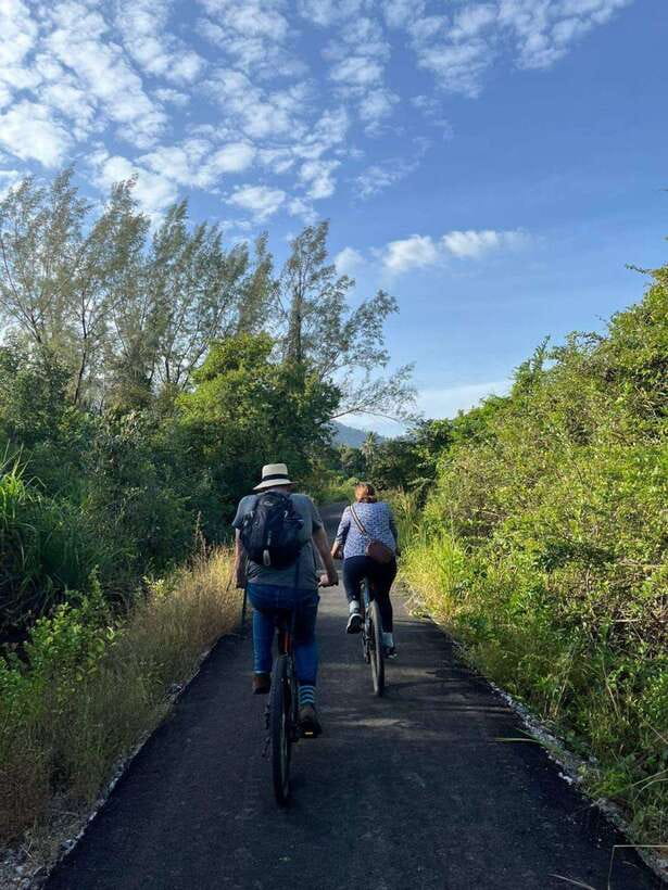 Langkawi: Countryside Bike Tour, Waterfall Swim & Dessert - Cycling through fields and small settlements