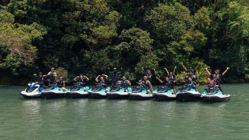 Langkawi Jet Ski Tour Dayang Bunting Free Drone Video - Limestone cliffs, marine zones, and the route between islands