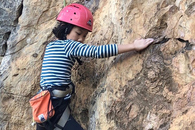 Rock Climbing guiding, top rope climbing includes full climbing gears and shoe. - What the Gua Damai climbing day is really about
