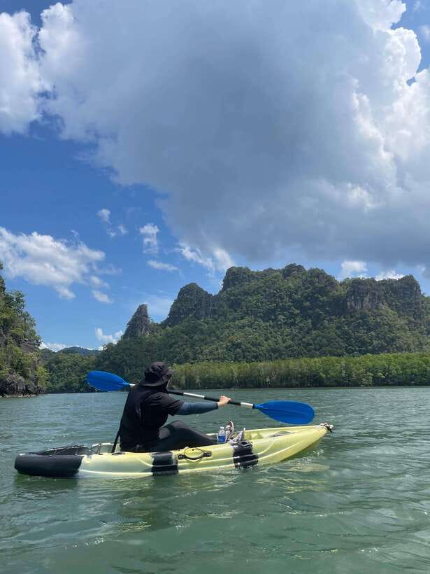 Small Group, Big Heart: Kilim Karst Mangrove Kayak Adventure - Entering Bat Cave and looking up at the limestone